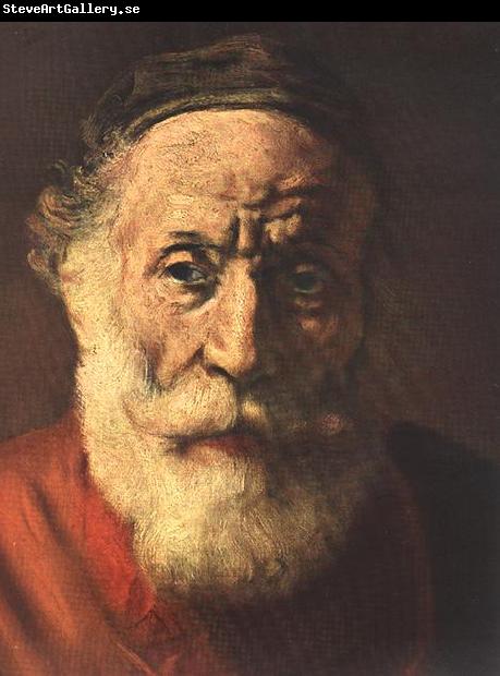 REMBRANDT Harmenszoon van Rijn Portrait of an Old Man in Red (detail)